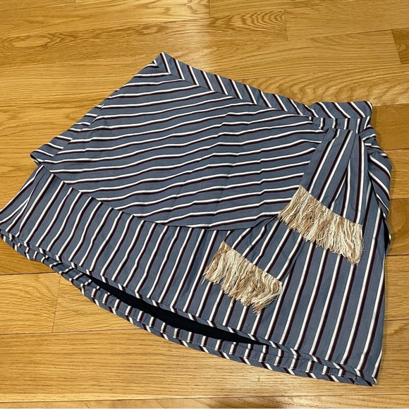 Cris Barros striped mini skirt with Pareo style 100% cotton boating style - Picture 2 of 11